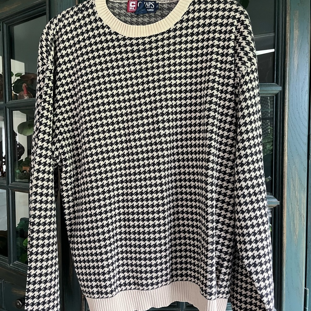 Ralph Lauren Chaps Black and Cream Knit Sweater